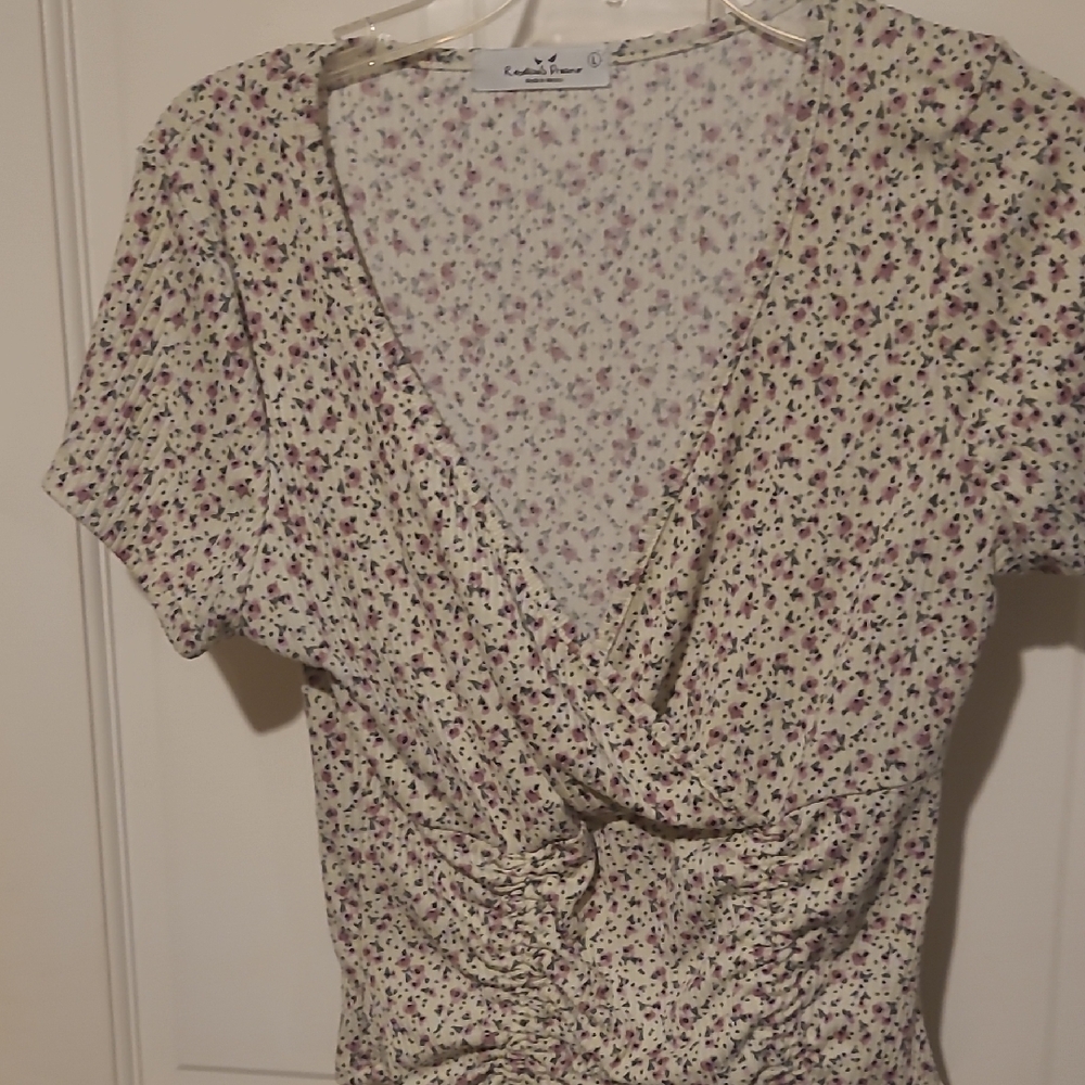 Cynthia Rowley Cream and Purple Floral Blouse